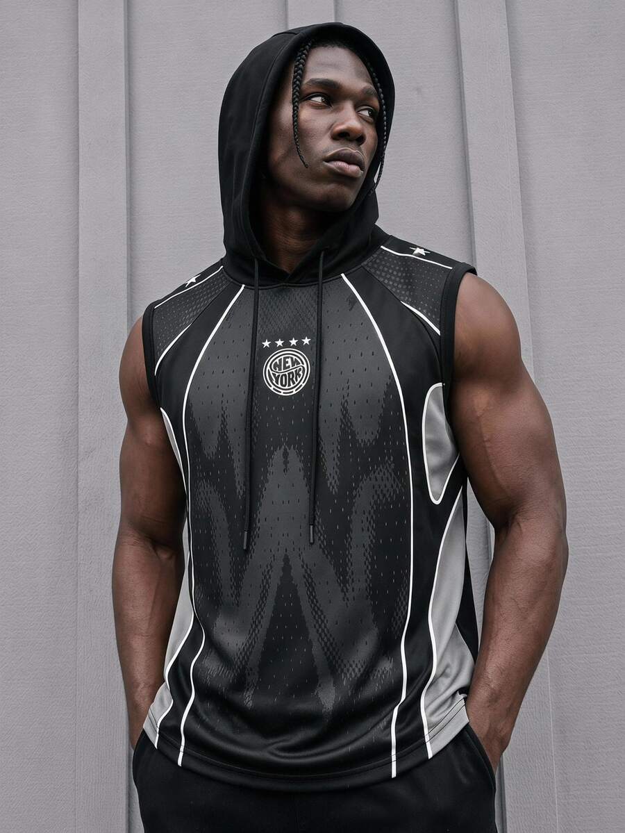 Sport MetroGents Men's Colorblock Hooded Sports Tank Top, Gym - Multicolor - View 1