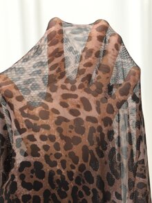 Modelyn Plus Size Fashionable Leopard Print Ruffle Hem Dress, Summer - Multicolor - View 9