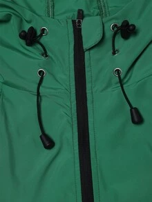 Sport MetroGents 男士前拉链长袖纯色拼接简约连帽休闲防晒夹克 - 墨綠色 - 查看 6