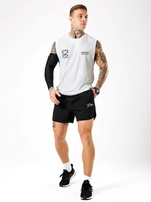 Sport MetroGents 男士圆领宽肩带印花休闲运动T恤和背心，简约设计 - 白色 - 查看 5