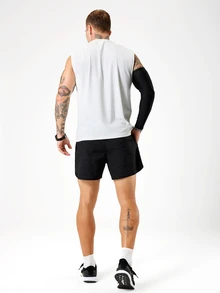 Sport MetroGents 男士圆领宽肩带印花休闲运动T恤和背心，简约设计 - 白色 - 查看 2
