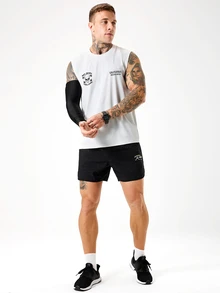 Sport MetroGents 男士圆领宽肩带印花休闲运动T恤和背心，简约设计 - 白色 - 查看 4
