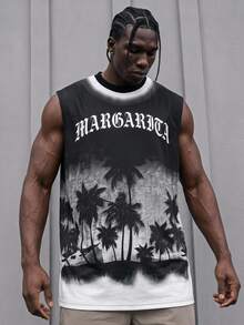 Gym Rark Reflective Line Minimalist Print Fitness Sleeveless Tank Top Men's Sports Muscle Training Running Loose Fit T-Shirt, Gym,Feel,Sporty Style - Multicolor - View 1