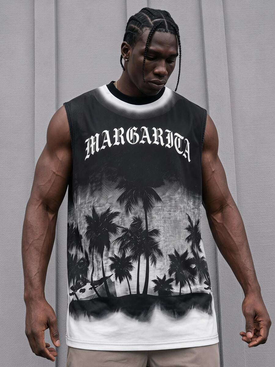Gym Rark Reflective Line Minimalist Print Fitness Sleeveless Tank Top Men's Sports Muscle Training Running Loose Fit T-Shirt, Gym,Feel,Sporty Style - Multicolor - View 1