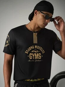Sport MetroGents Men's Letter Print Casual Versatile Daily Travel Sports T-Shirt - Black - View 8