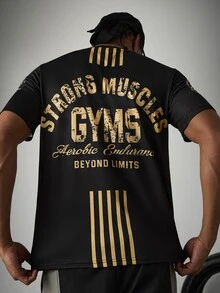 Sport MetroGents Men's Letter Print Casual Versatile Daily Travel Sports T-Shirt - Black - View 3