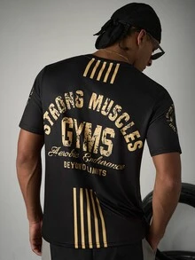 Sport MetroGents Men's Letter Print Casual Versatile Daily Travel Sports T-Shirt - Black - View 6
