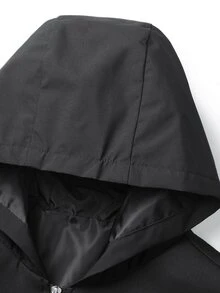 Sport MetroGents Boyfriend Style Men Casual Solid Color Hooded Sports Jacket - Black - View 5