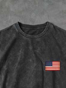 Sport MetroGents Men's American Flag Print Round Neck Sports Tank Top - Dark Grey - View 4