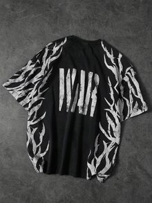 Sport MetroGents Men's Star Print Crew Neck Short Sleeve Sports T-Shirt, Gym - Black - View 2