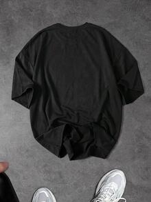 Sport MetroGents Men's Black Round Neck Spider Pattern Short Sleeve Sports T-Shirt - Black - View 2