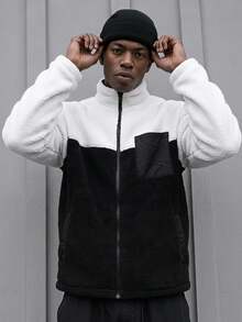 Sport MetroGents Boyfriend Style Men's Casual Color Block Plush Lined Zip-Up Sport Jacket, Autumn - Multicolor - View 1