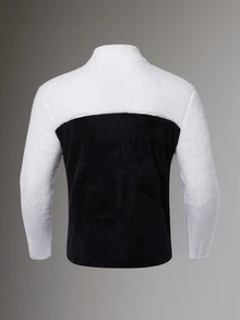 Sport MetroGents Boyfriend Style Men's Casual Color Block Plush Lined Zip-Up Sport Jacket, Autumn - Multicolor - View 2