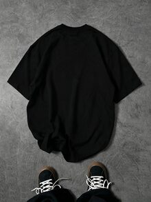 Sport MetroGents Men's Letter Print Casual Sporty Graphic Versatile Daily Travel Sports T-Shirt Gym Workout Black Graphic Summer - Black - View 2