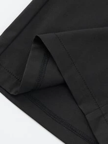 SHEIN Clasi Plus Size Women's Spring/Summer Fashion Lace Patchwork Tie-Up Straight Leg Pants, Business/Casual Wear Fall - Black - View 5