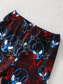 Young Boys Letter Print Long Sleeve Top And Pants Snug Fit Pajama Set Loungewear - Multicolor - View 8