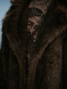 PAVTROS Men's Fashion Faux Fur Lapel Coat, Suitable For Halloween, Christmas, New Year Wear - Rust Brown - View 7