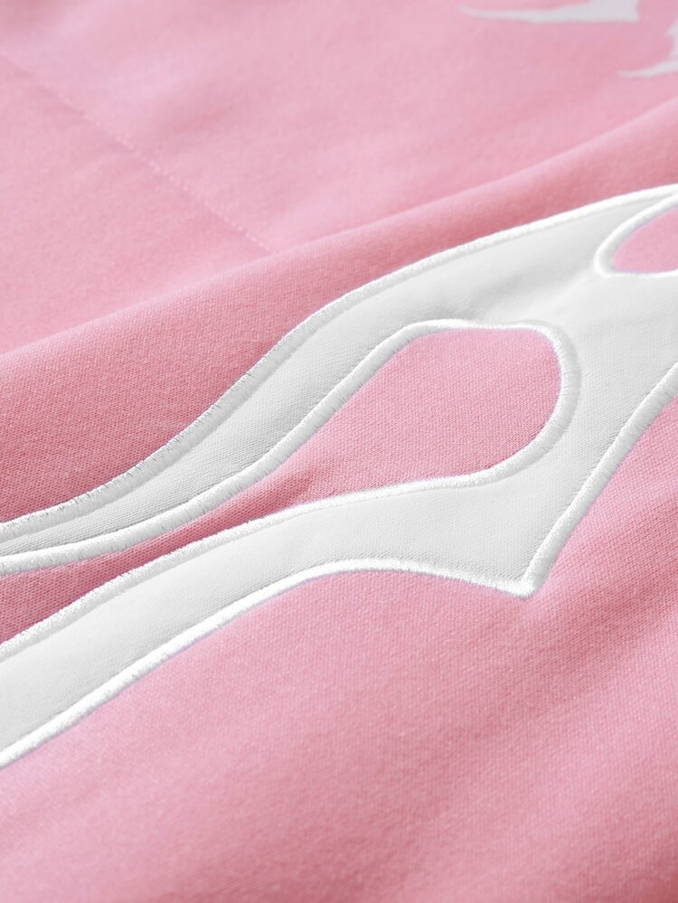 PAVTROS Men's Letter Print Casual Versatile Daily Wear Hoodie Sweatshirt - Pink - View 2
