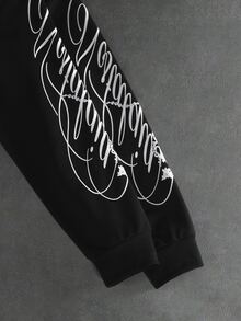 PAVTROS Men's Autumn/Winter Fashion Gothic Style Letter Print Pullover Sweatshirt - Black - View 4