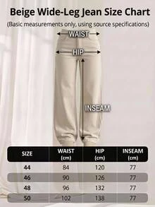 SHEIN Plus High Waist Casual Baggy Style Beige Color Rinse Wash Regular Fit Button Front Straight Jean Formal Evening Summer - Beige - View 4