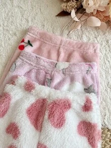 SHEIN 女嬰針織可愛圖案人造毛領衛衣與長褲 6件套 - 秋冬款 - 彩色 - 查看 4