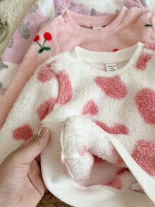 SHEIN 女嬰針織可愛圖案人造毛領衛衣與長褲 6件套 - 秋冬款 - 彩色 - 查看 7