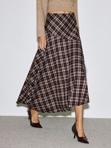 ATUI Studio Retro Plaid For Autumn/Winter Midi Skirt - A-Line Fall Winter, Office Chic, Dark Academia, Old Money, Thanksgiving Elegant Commuter Design Long Skirt - Multicolor - View 7