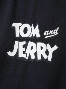 TOM & JERRY X SHEIN Men's Cartoon Graphic Casual Daily Wear T-Shirt - Black - View 5