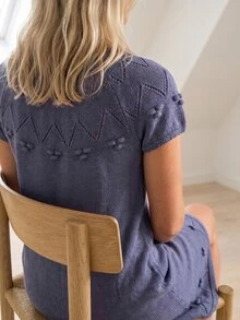 Sprig & Strand Gaun Sweater Pullover Kasual Longgar Lengan Pendek Lengan Raglan Warna Polos untuk Wanita - Biru - View 2