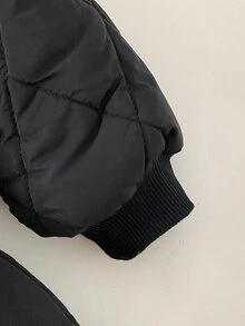 SHEIN Infant Cute Black Patchwork Jumpsuit, Fashionable Casual Cute Playful, Suitable For Outdoor Outings, Suitable For Winter - Black - View 7
