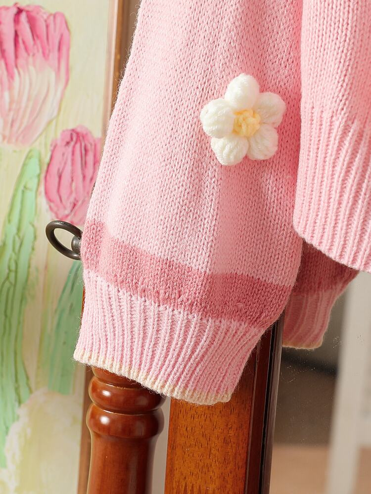 Souflis Souflis Young Girl 3D Flower & Bee Winter Knitted Cardigan - Pink - View 4