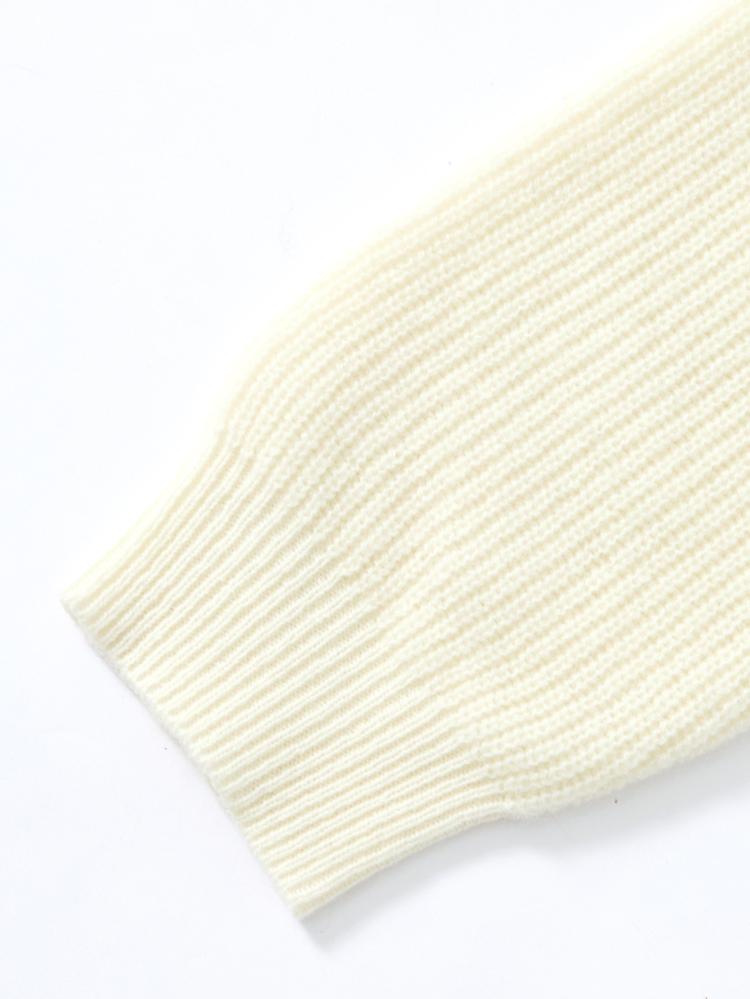 SHEIN 1pc Girls' Sweater, Versatile Round Neck Light Yellow Short Drop Shoulder Long Sleeve, Soft And Fresh Style, Cute Casual Knit Pullover, Regular Thickness, Neat Hem And Tight Cuffs, Soft And Skin-Friendly, Bright Color, No Fading, Suitable For Daily Wear, School, Outdoor Activities And Other Occasions, Autumn/Winter Outfit - White - View 5