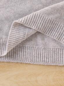 SHEIN Girls' 2 Pieces Sweater Set, Round Neck Long Sleeve Sweater With Color-Block Wide Leg Pants, Gray & Oatmeal, Suitable For Autumn And Winter - Apricot - View 12