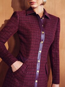 MOTF PREMIUM WOMEN'S PLAID CASUAL VERSATILE DAILY WEAR OVERCOAT - Red Violet - View 2
