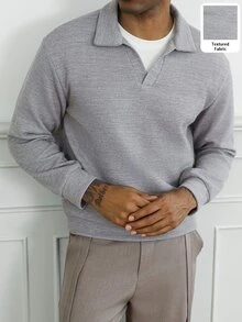 HUEFORM Men's Faux Knit Casual Pullover Sweatshirt - Grey - View 5
