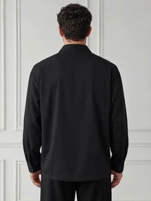 HUEFORM Men's Frog Button Placket Long Sleeve Casual Shirt - Black - View 2