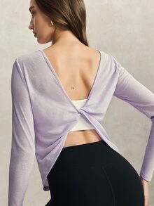 Activina Women's Solid Color Casual Daily Travel Sports T-Shirt - Mauve Purple - View 1