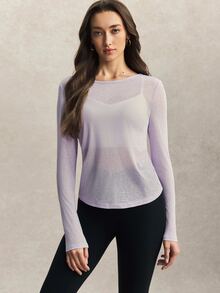 Activina Women's Solid Color Casual Daily Travel Sports T-Shirt - Mauve Purple - View 6