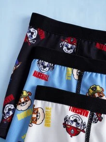 SHEIN | PAW Patrol Young Boy Letter Cartoon Print Casual Daily Boxer Briefs - Black and White - View 4