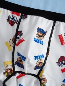 SHEIN | PAW Patrol Young Boy Letter Cartoon Print Casual Daily Boxer Briefs - Black and White - View 5
