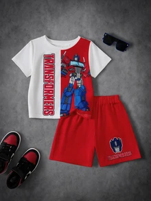 Transformers X SHEIN Young Boy T-Shirt And Shorts Set - Multicolor - View 3