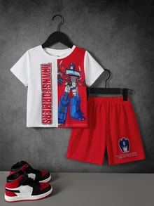 Transformers X SHEIN Young Boy T-Shirt And Shorts Set - Multicolor - View 1