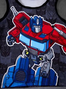 Transformers X SHEIN Young Boy Round Neck Sleeveless Cartoon Print Tank Top & Boxer Briefs Underwear Set - Black - View 6