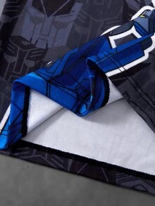 Transformers X SHEIN Young Boy Round Neck Sleeveless Cartoon Print Tank Top & Boxer Briefs Underwear Set - Black - View 9