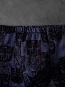 Transformers X SHEIN Young Boy Round Neck Sleeveless Cartoon Print Tank Top & Boxer Briefs Underwear Set - Black - View 7