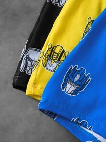 Transformers X SHEIN 3pcs Tween Boy Cartoon Print Boxer Briefs - Multicolor - View 5