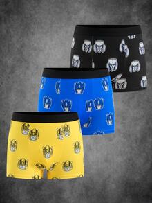 Transformers X SHEIN 3pcs Tween Boy Cartoon Print Boxer Briefs - Multicolor - View 3