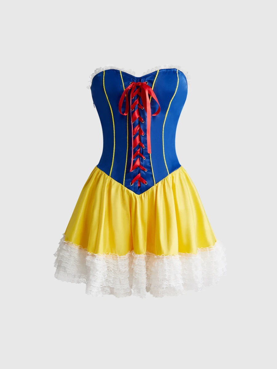 ROMWE Anime Halloween Cosplay Strapless Short Dress For Women - Multicolor - View 1