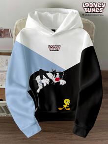 LOONEY TUNES X SHEIN Daypath 男士幾何色塊印花連帽衛衣 - 彩色 - 查看 5