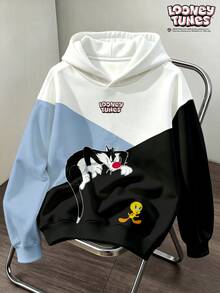LOONEY TUNES X SHEIN Daypath 男士幾何色塊印花連帽衛衣 - 彩色 - 查看 1